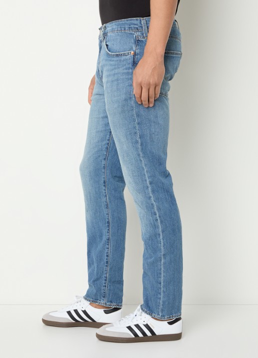 Levi's 502 tapered fit jeans in linnenblend met medium wassing - detail 2 indigo