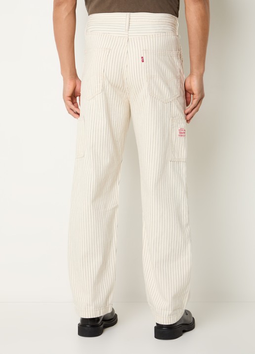 Levi's 568 Loose fit cargobroek van denim met gekleurde wassing en streepprint - achterkant 5 gebroken wit