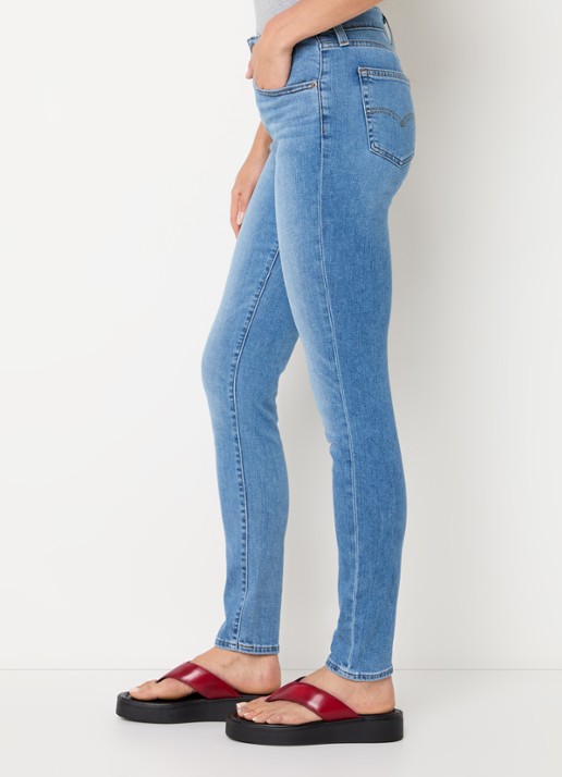 Levi's 721 high waist skinny jeans met lichte wassing - detail 5 indigo