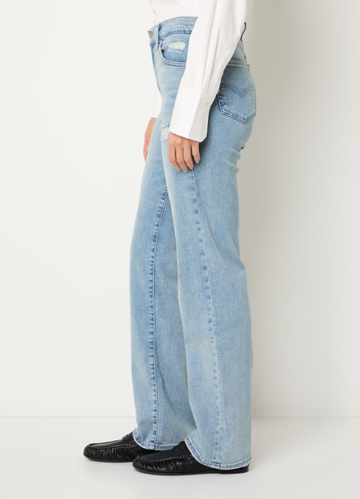Levi's 723 high waist slim fit jeans met lichte wassing - detail 5 indigo