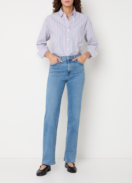 Levi's 723 high waist straight fit jeans met lichte wassing - voorkant 5 indigo