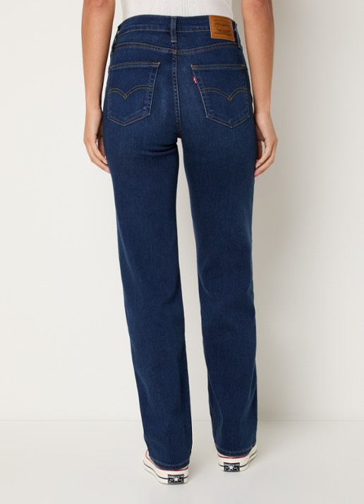 Levi's 723 high waist straight leg jeans met donkere wassing - achterkant 5 indigo