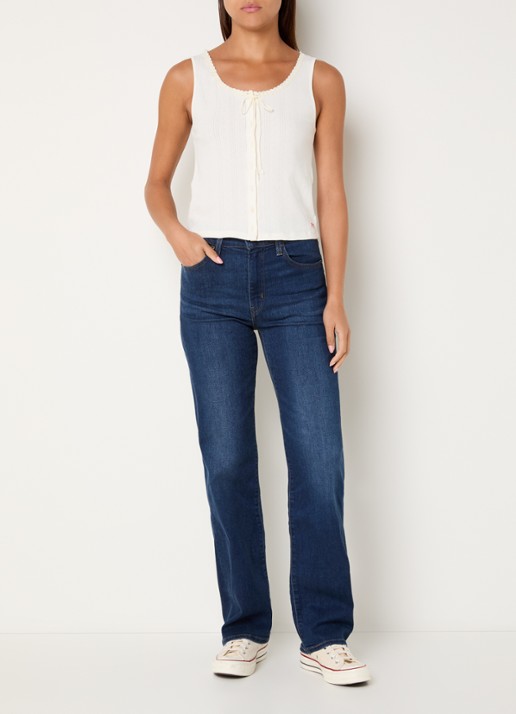 Levi's 723 high waist straight leg jeans met donkere wassing - voorkant 2 indigo