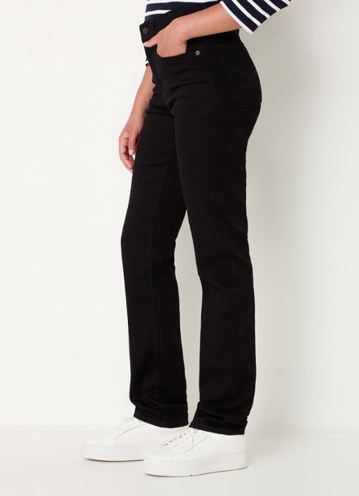 Levi's 724 high waist slim fit jeans met gekleurde wassing - detail 5 zwart