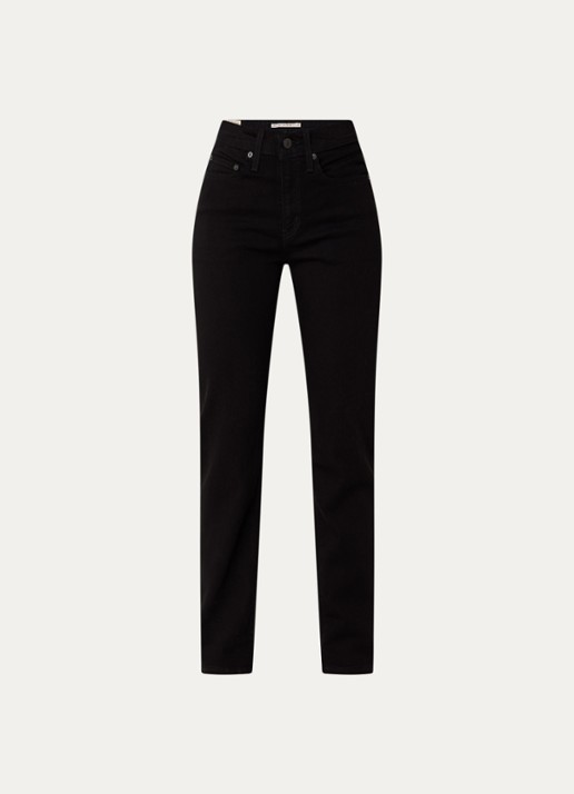 Levi's 724 high waist slim fit jeans met gekleurde wassing - voorkant 2 zwart