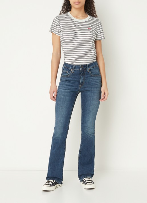 Levi's 725 High waist bootcut jeans  met medium wassing - voorkant 3 indigo