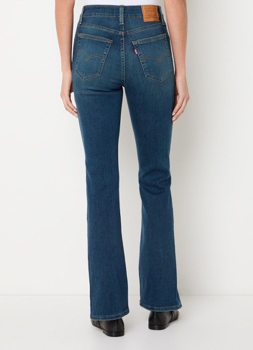 Levi's 725 high waist flared fit jeans met medium wassing - achterkant 3 indigo