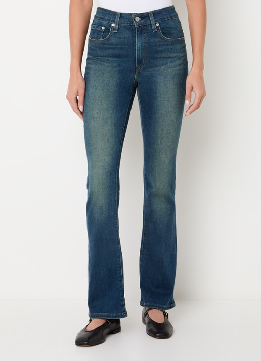 Levi's 725 high waist flared fit jeans met medium wassing - detail indigo