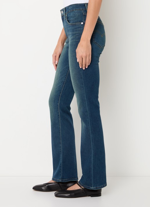 Levi's 725 high waist flared fit jeans met medium wassing - detail 2 indigo