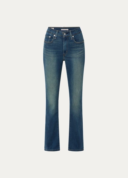 Levi's 725 high waist flared fit jeans met medium wassing - voorkant 4 indigo