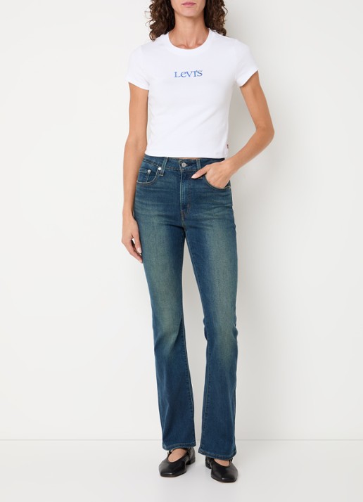 Levi's 725 high waist flared fit jeans met medium wassing - voorkant 5 indigo