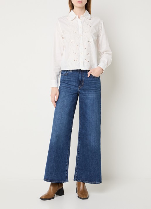 Levi's 728 High waist copped wide leg jeans met medium wassing - voorkant 3 indigo