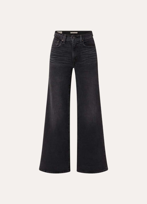 Levi's 728 high waist wide leg jeans met gekleurde wassing - voorkant zwart