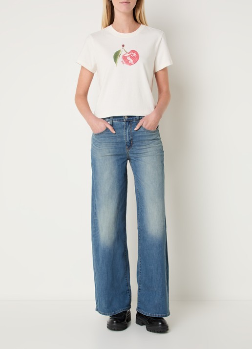 Levi's 728 high waist wide leg jeans met medium wassing - voorkant 2 indigo