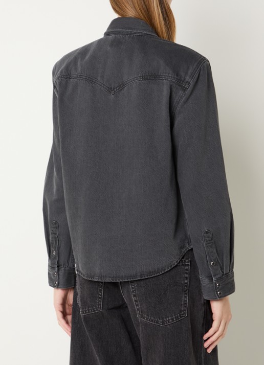 Levi's 80s Western blouse van denim met schoudervulling - achterkant 2 zwart