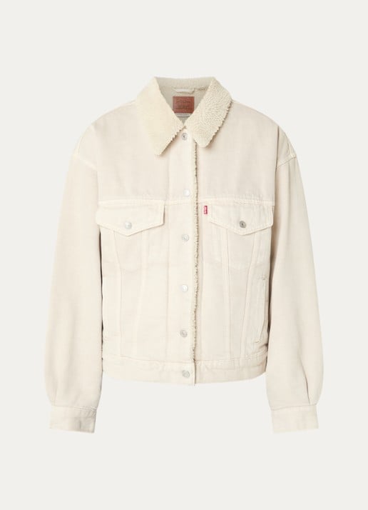 Levi's 90s Sherpa Trucker spijkerjas met teddy voering en steekzakken - voorkant 3 creme
