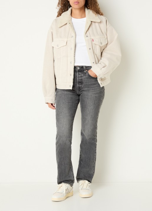 Levi's 90s Sherpa Trucker spijkerjas met teddy voering en steekzakken - voorkant 4 creme