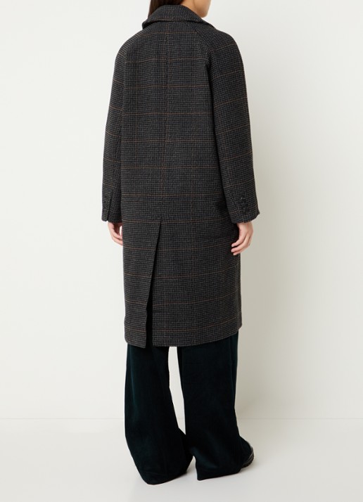 Levi's Ada mantel in wolblend met pied-de-poule dessin - achterkant 4 zwart