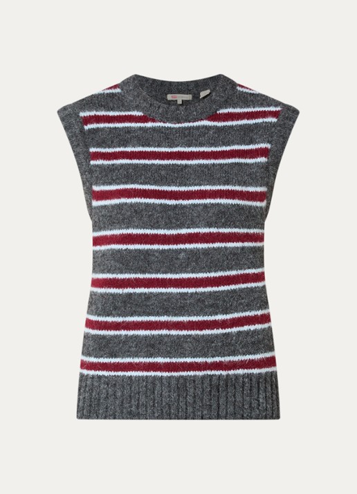 Levi's Alice spencer in wolblend met streepprint - voorkant 2 donkergrijs
