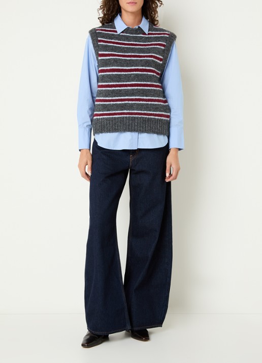 Levi's Alice spencer in wolblend met streepprint - voorkant 3 donkergrijs