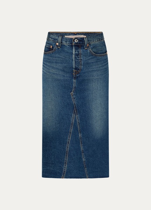 Levi's Aline midi spijkerrok met steekzakken - voorkant 2 indigo