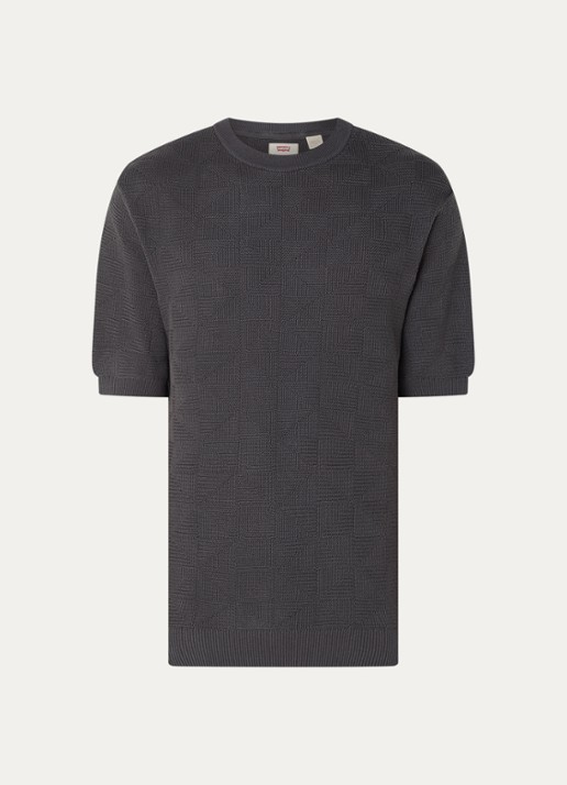 Levi's Ani grofgebreide pullover met ingebreid patroon - voorkant antraciet