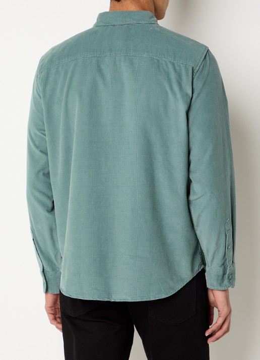 Levi's Authentic comfort fit overhemd van corduroy met logoborduring - achterkant blauwgrijs