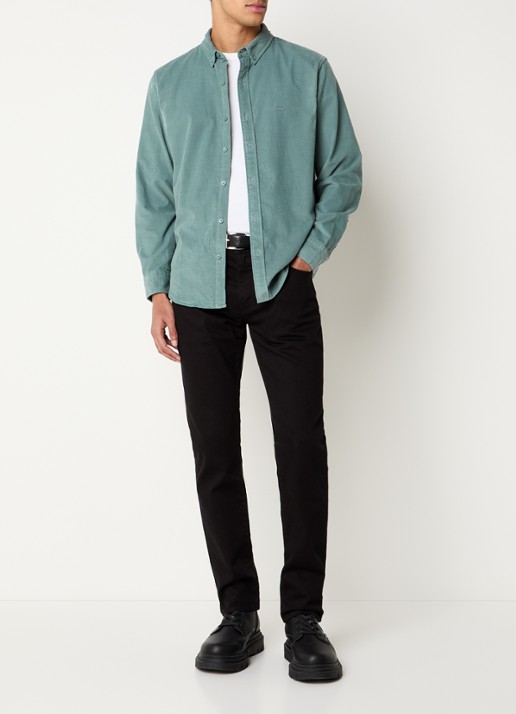 Levi's Authentic comfort fit overhemd van corduroy met logoborduring - voorkant 3 blauwgrijs