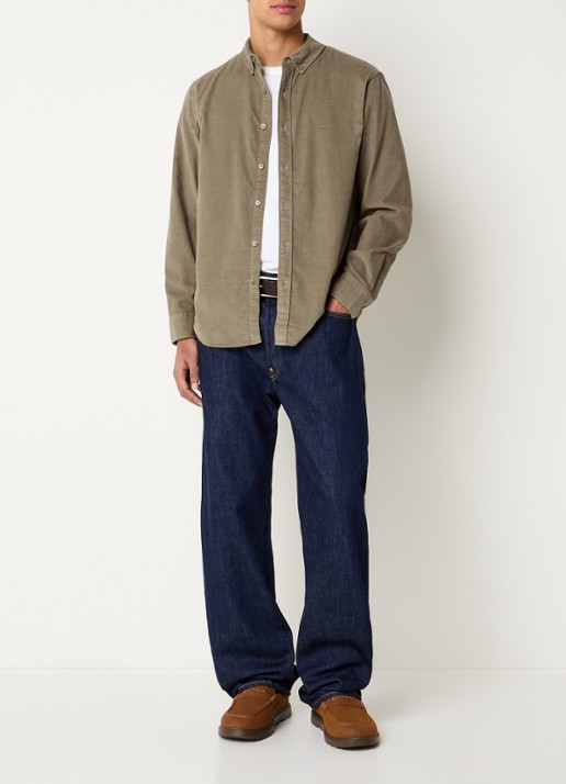 Levi's Authentic comfort fit overhemd van corduroy met logoborduring - voorkant 3 lichtbruin