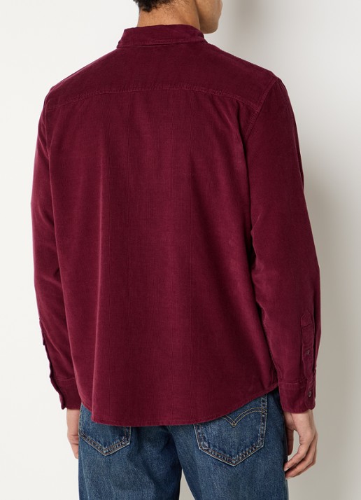 Levi's Authentic comfort fit overhemd van corduroy met logoborduring - achterkant aubergine
