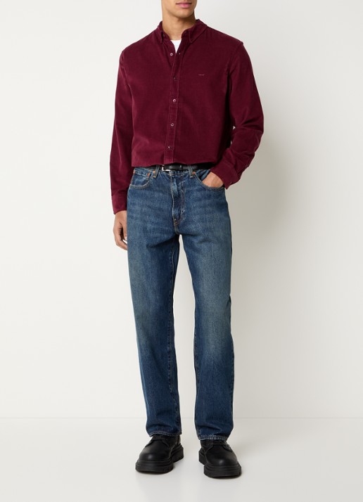 Levi's Authentic comfort fit overhemd van corduroy met logoborduring - voorkant 3 aubergine