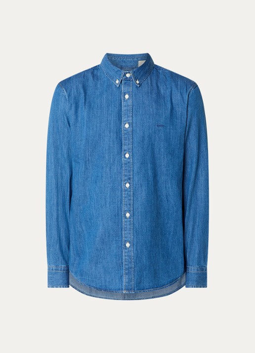 Levi's Authentic regular fit overhemd van chambray met logoborduring - voorkant 2 indigo