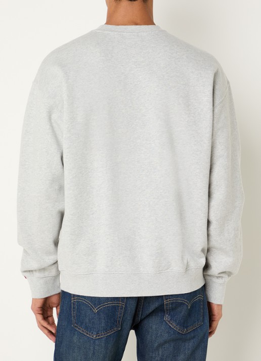 Levi's Authentic sweater met gemêleerd dessin en logoborduring - achterkant 3 grijsmele
