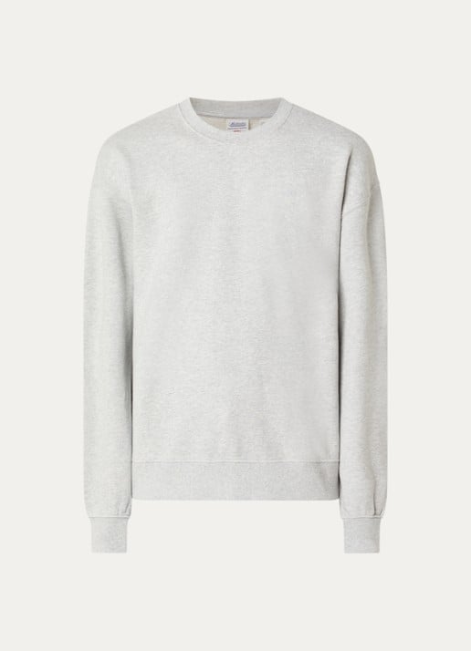 Levi's Authentic sweater met gemêleerd dessin en logoborduring - voorkant grijsmele