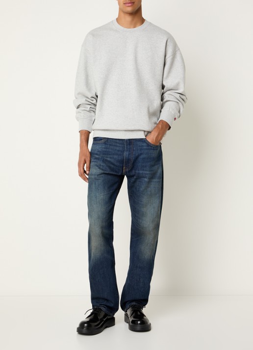 Levi's Authentic sweater met gemêleerd dessin en logoborduring - voorkant 2 grijsmele