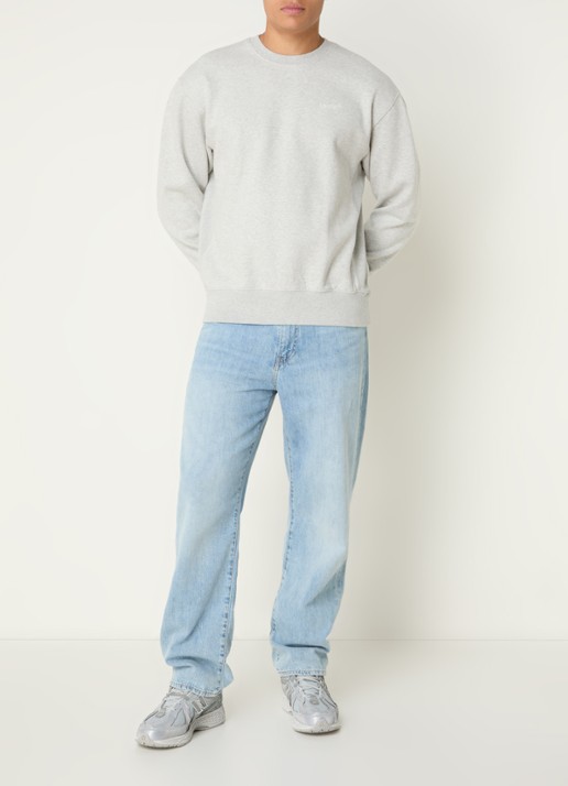 Levi's Authentic sweater met logoborduring - voorkant 3 lichtgrijs