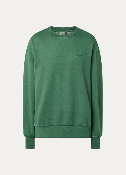Levi's Authentic sweater met logoborduring - voorkant groen