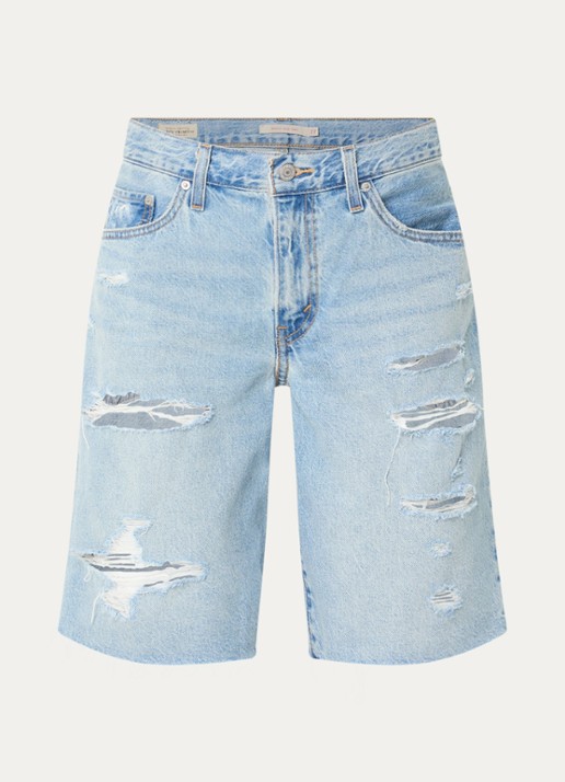 Levi's Baggy Dad high waist loose fit korte broek van denim met destroyed afwerking