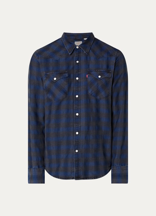 Levi's Barstow regular fit overhemd met borstzak - voorkant 3 donkerblauw