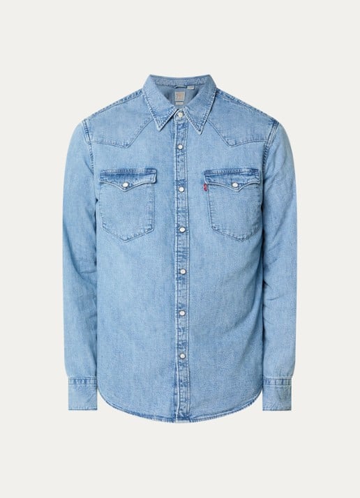 Levi's Barstow regular fit overshirt van denim met borstzakken - voorkant 3 indigo