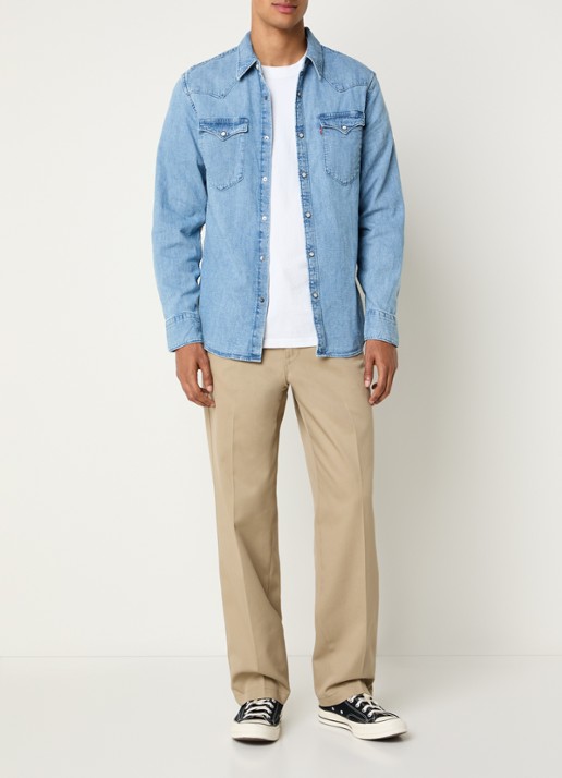 Levi's Barstow regular fit overshirt van denim met borstzakken - voorkant 4 indigo