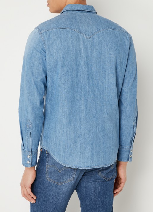Levi's Barstow Western regular fit overhemd van chambray met stretch  - achterkant 4 indigo