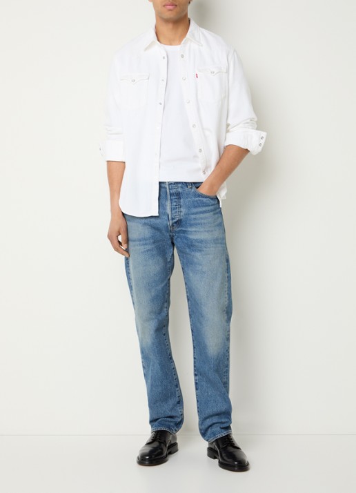 Levi's Barstow Western regular fit overshirt - voorkant 4 gebroken wit
