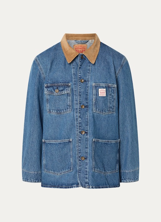 Levi's Berkley spijkerjas met opgestikte zakken en kraag van corduroy - voorkant 3 indigo