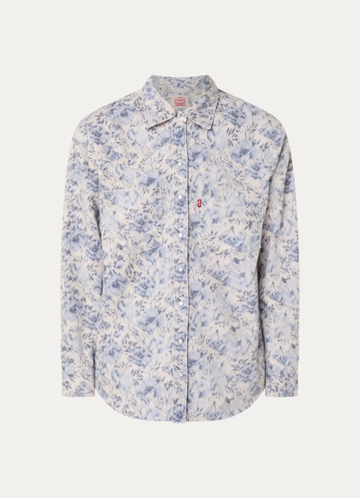 Levi's Blouse  met bloemenprint - voorkant donkerblauw