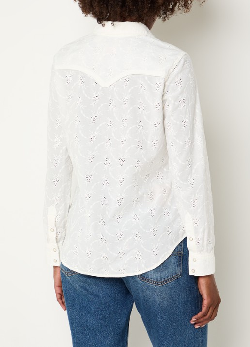Levi's Blouse met broderie en borstzakken - achterkant 3 beige