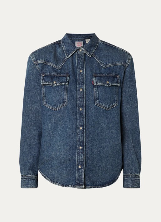 Levi's Blouse van denim met borstzakken - voorkant 3 indigo