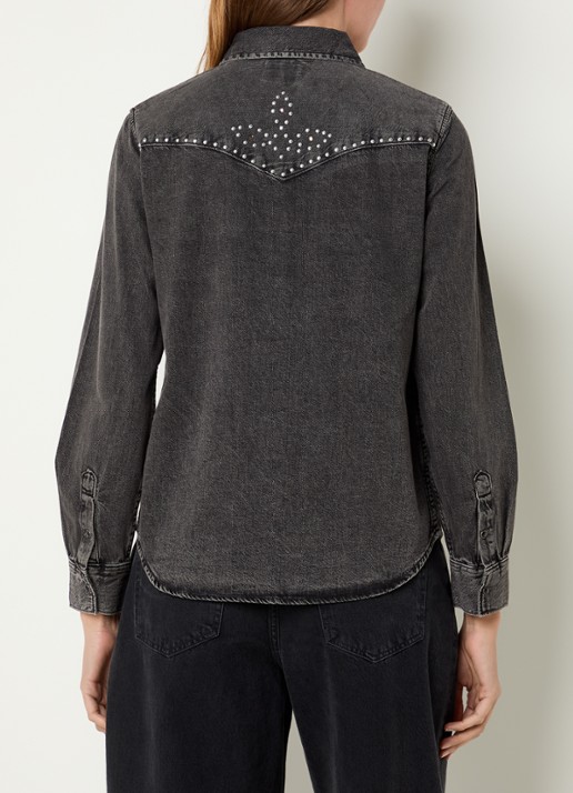 Levi's Blouse van denim met strass - achterkant zwart