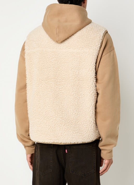 Levi's Bodywarmer van teddy met steekzakken - achterkant beige