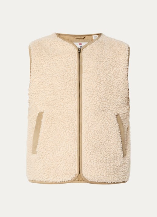 Levi's Bodywarmer van teddy met steekzakken - voorkant 2 beige